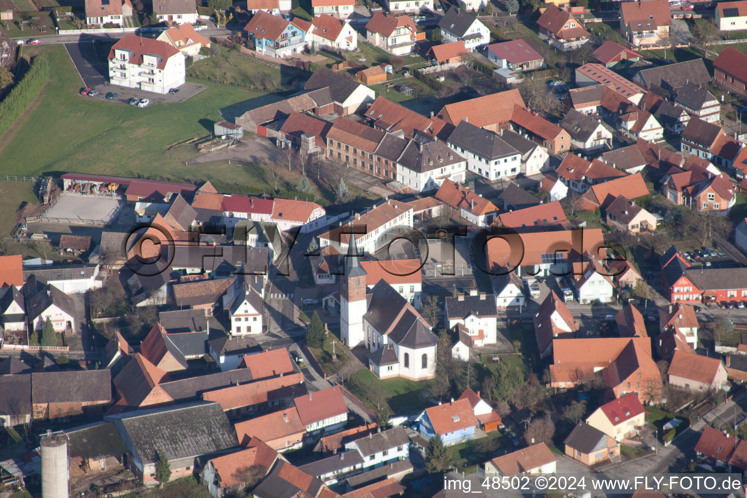 Salmbach dans le département Bas Rhin, France d'en haut