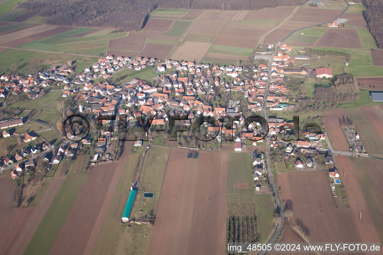 Salmbach dans le département Bas Rhin, France depuis l'avion