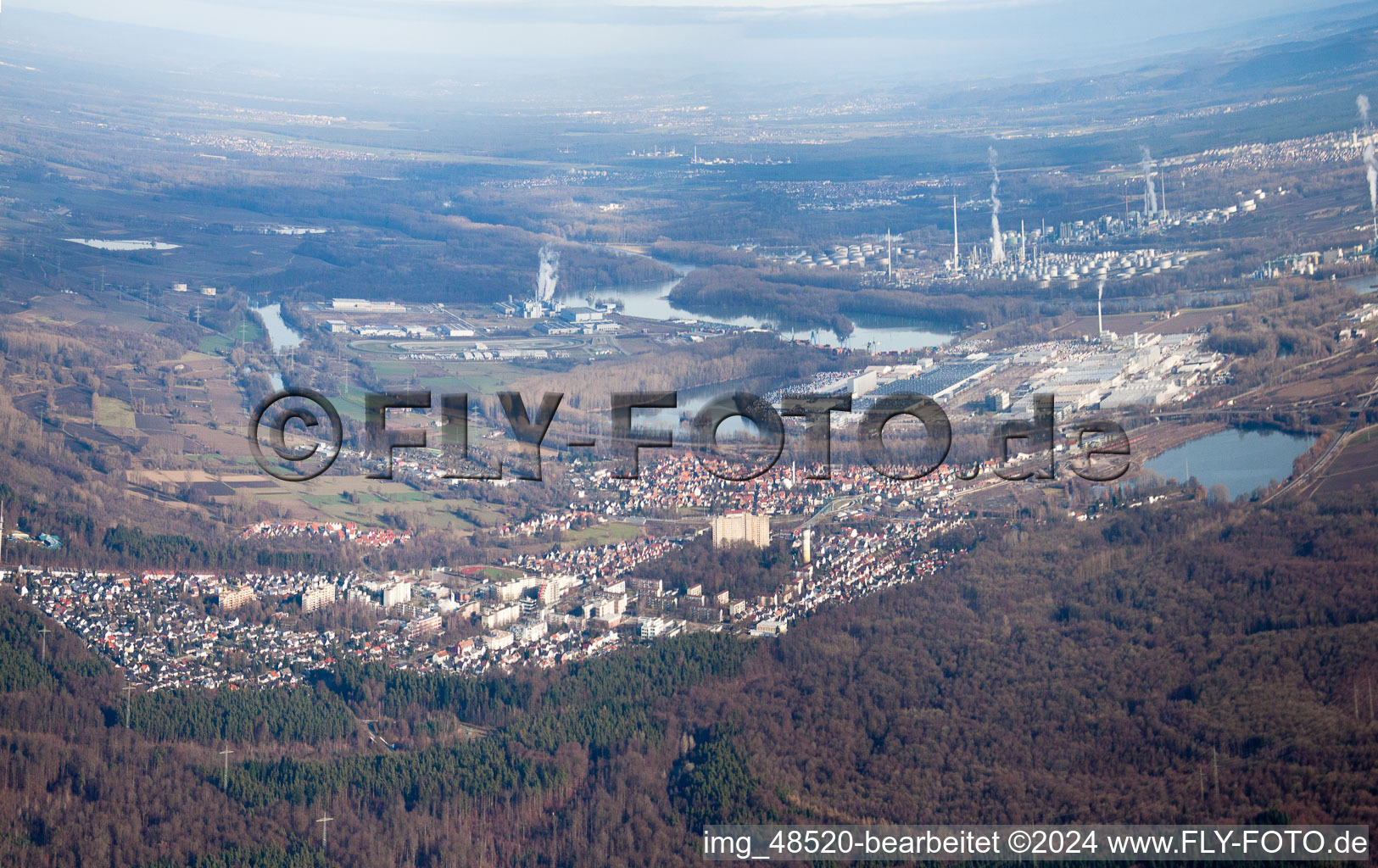 Vue aérienne de Du sud-ouest à Wörth am Rhein dans le département Rhénanie-Palatinat, Allemagne