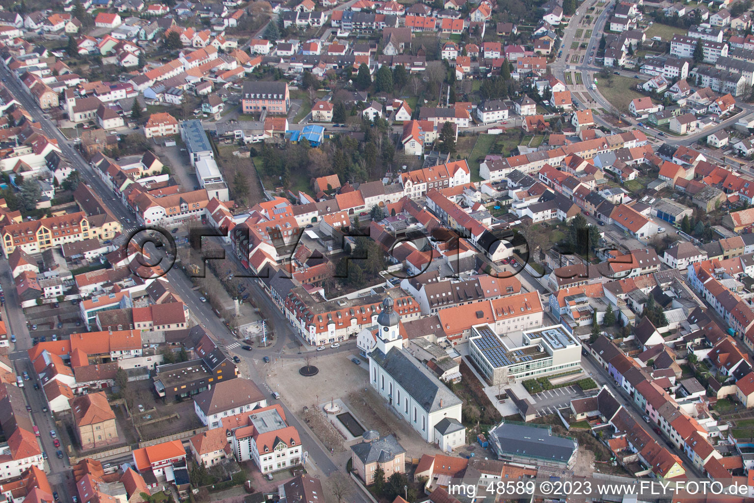 Philippsburg dans le département Bade-Wurtemberg, Allemagne vue du ciel