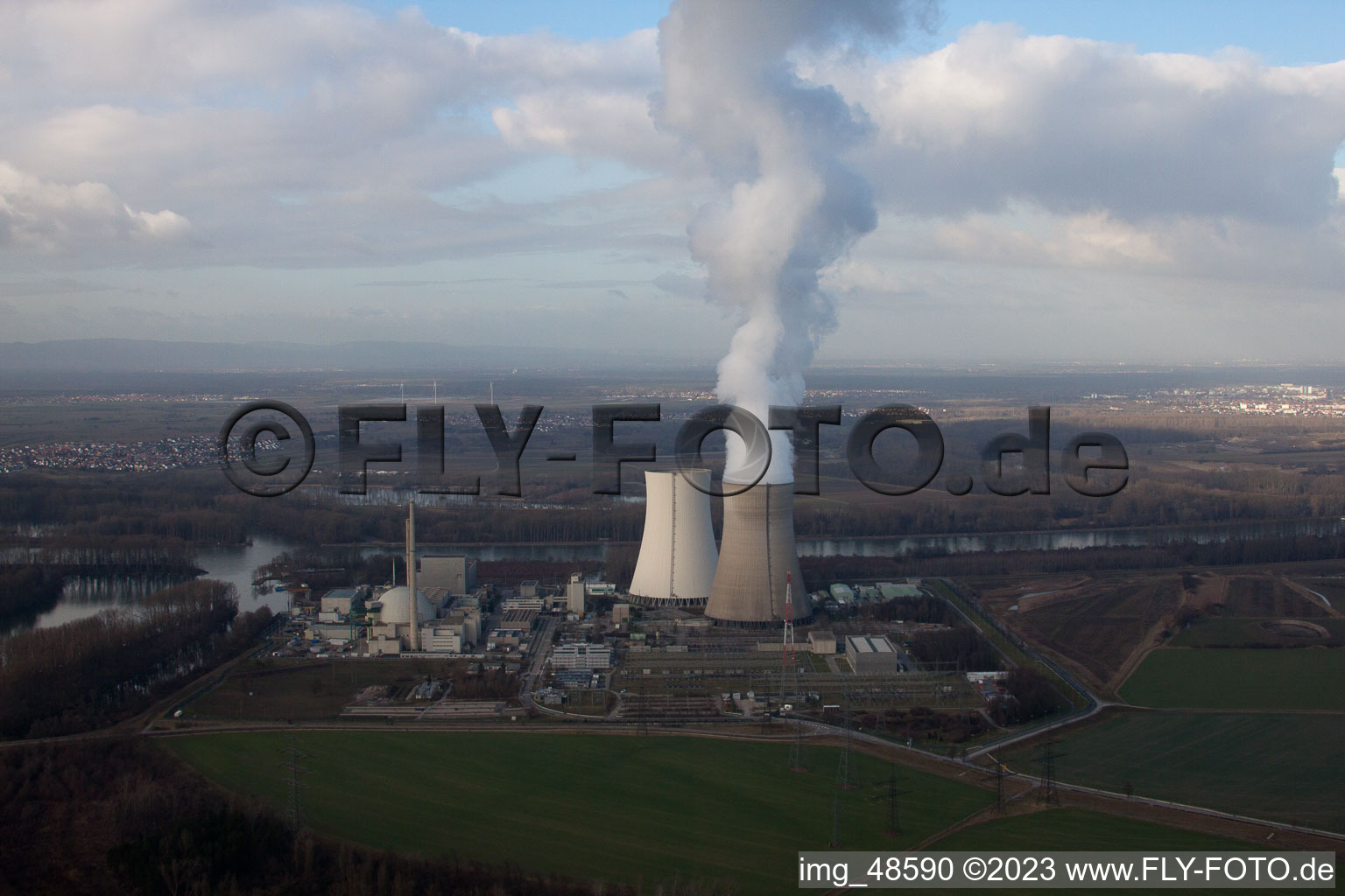 Enregistrement par drone de Philippsburg dans le département Bade-Wurtemberg, Allemagne