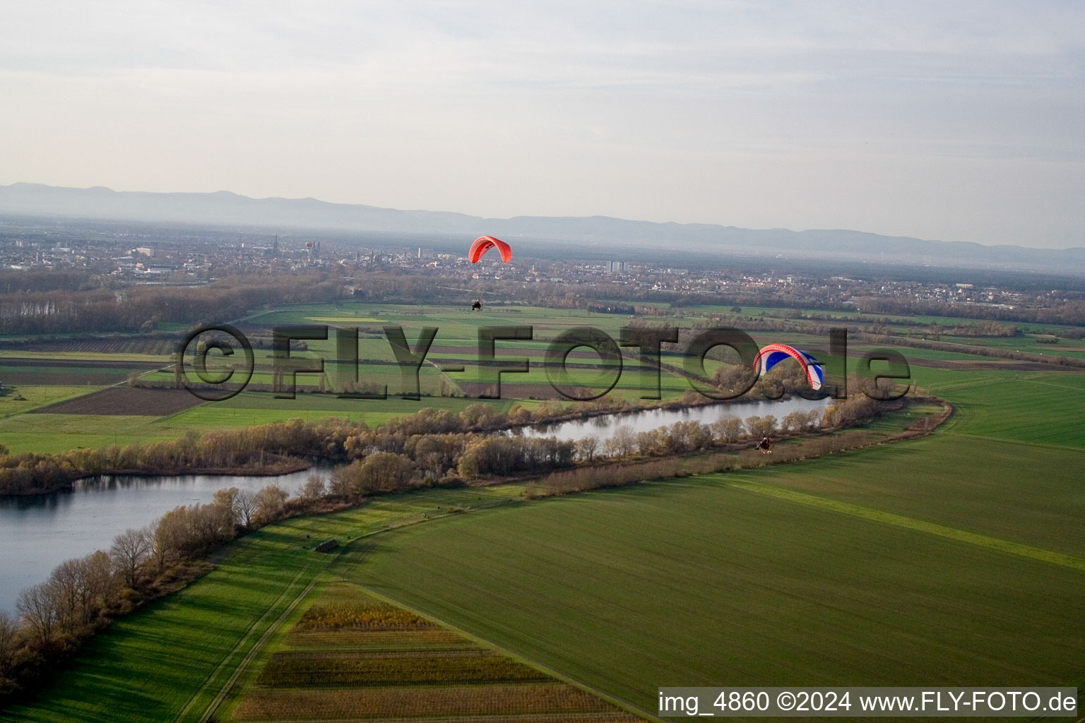 Vue oblique de Au nord de à Altlußheim dans le département Bade-Wurtemberg, Allemagne