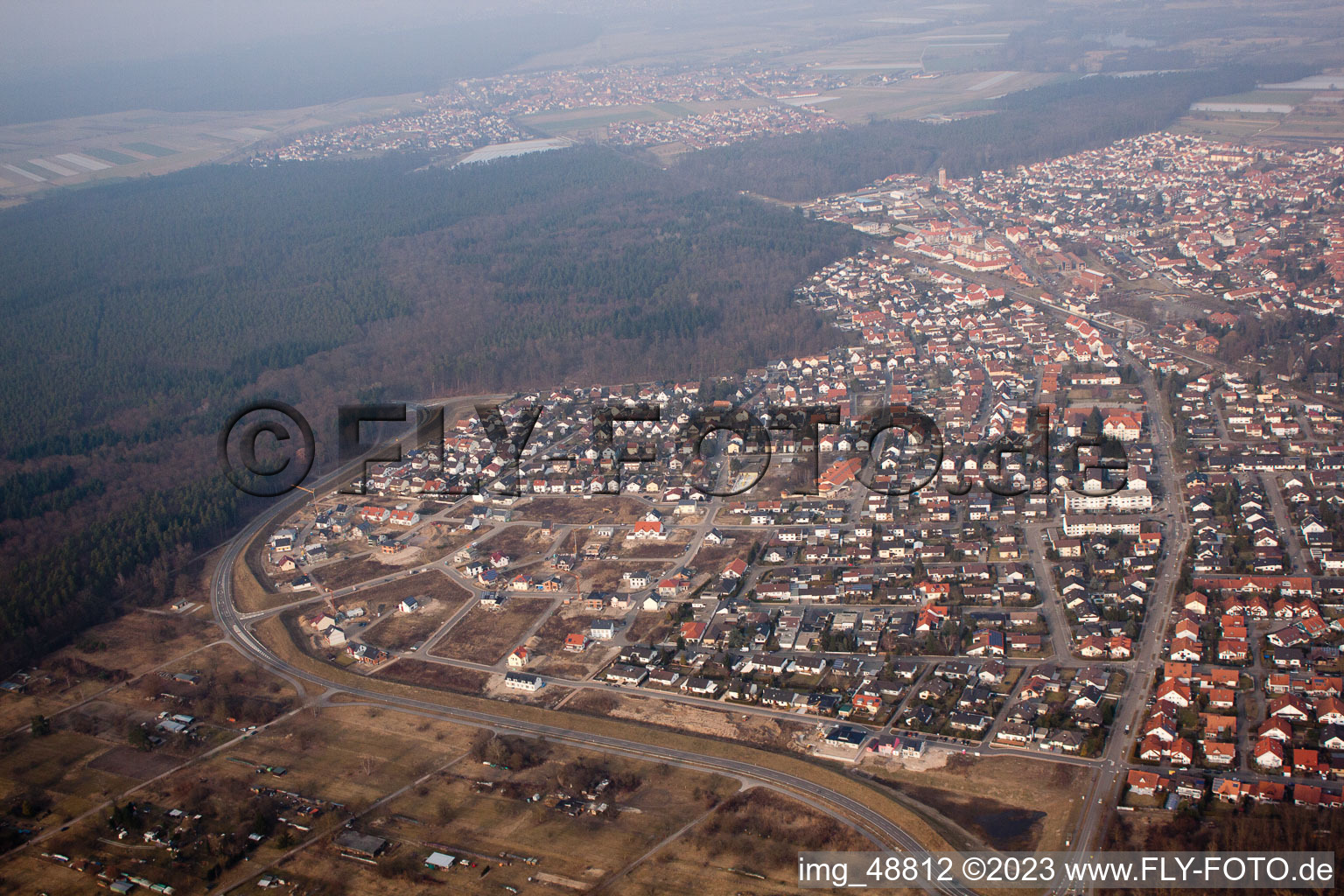 Jockgrim dans le département Rhénanie-Palatinat, Allemagne vue d'en haut