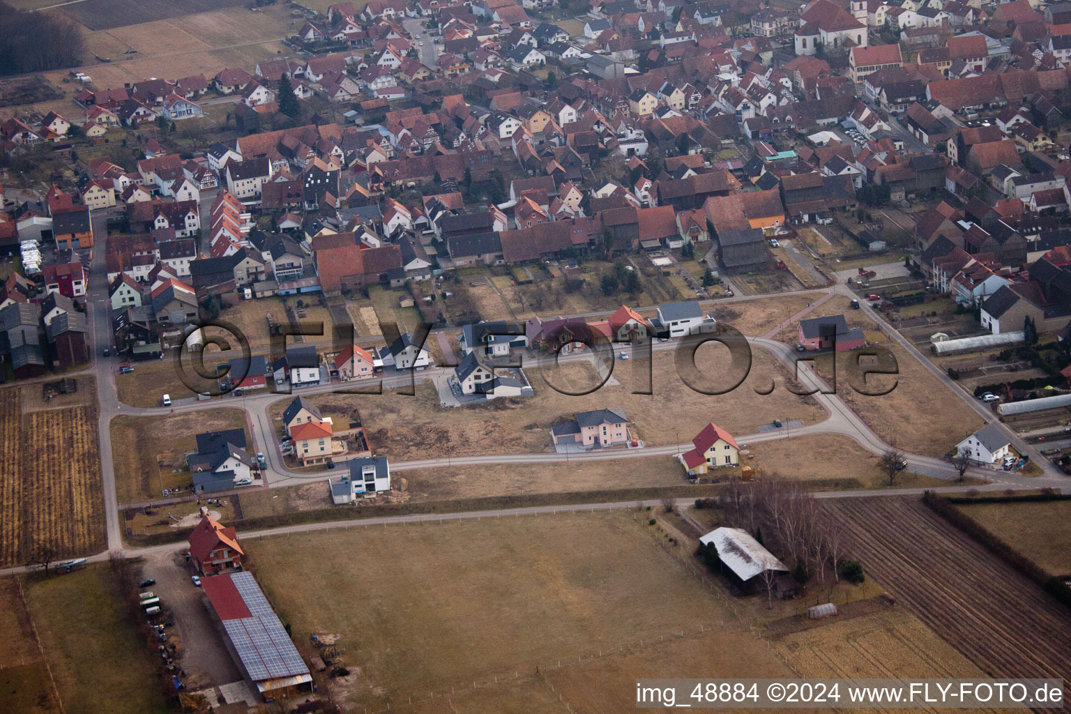 Vue oblique de Nouvelle zone de développement à Hatzenbühl dans le département Rhénanie-Palatinat, Allemagne