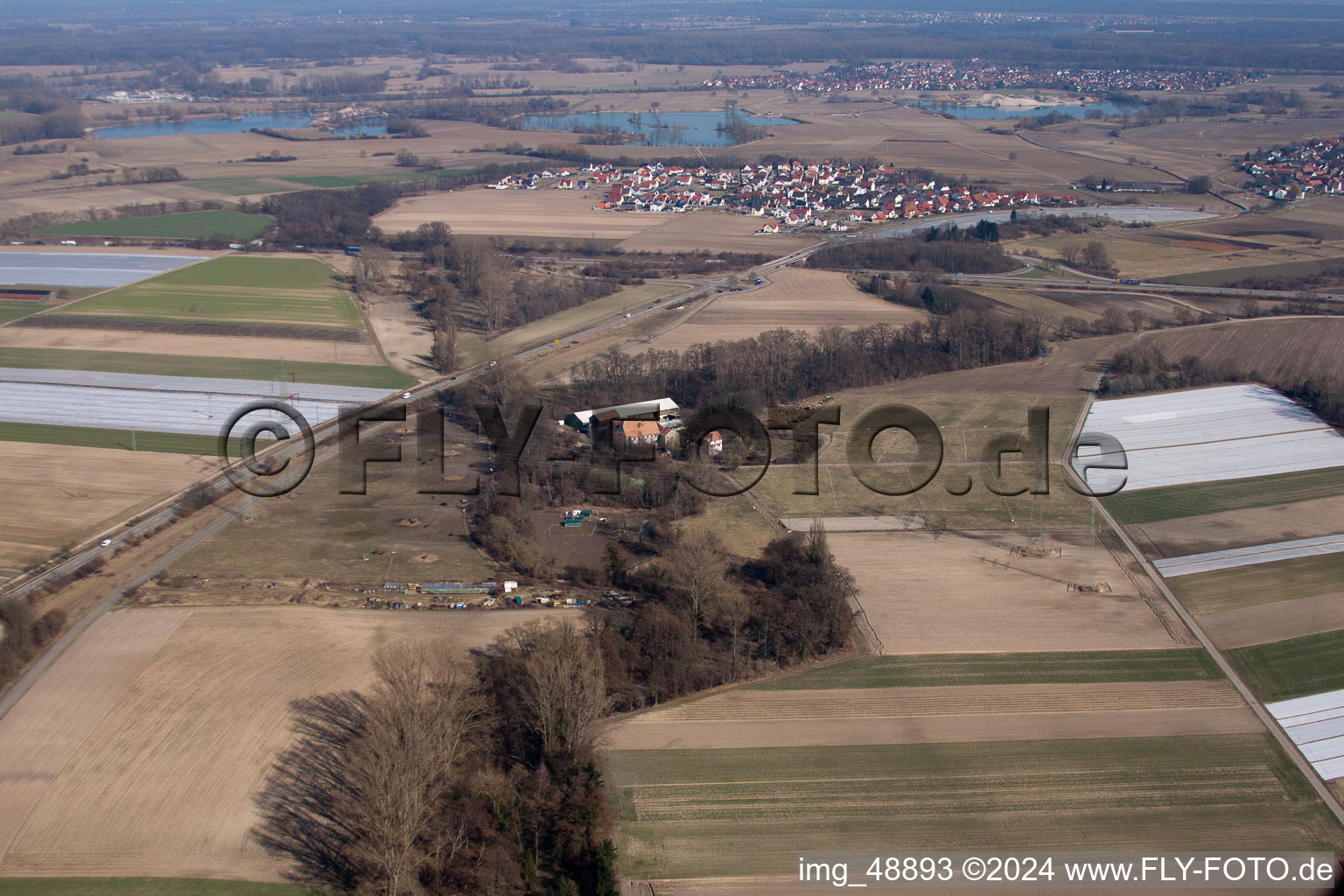 Vue aérienne de Moulin de Wanzheim à Rheinzabern dans le département Rhénanie-Palatinat, Allemagne