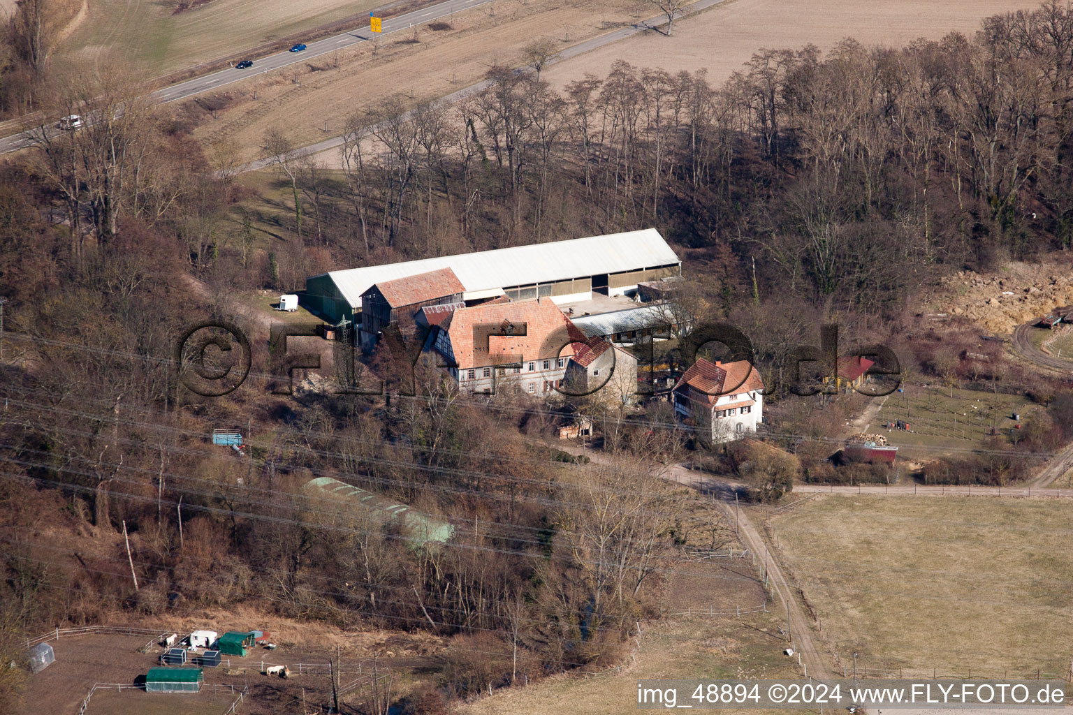 Photographie aérienne de Moulin de Wanzheim à Rheinzabern dans le département Rhénanie-Palatinat, Allemagne