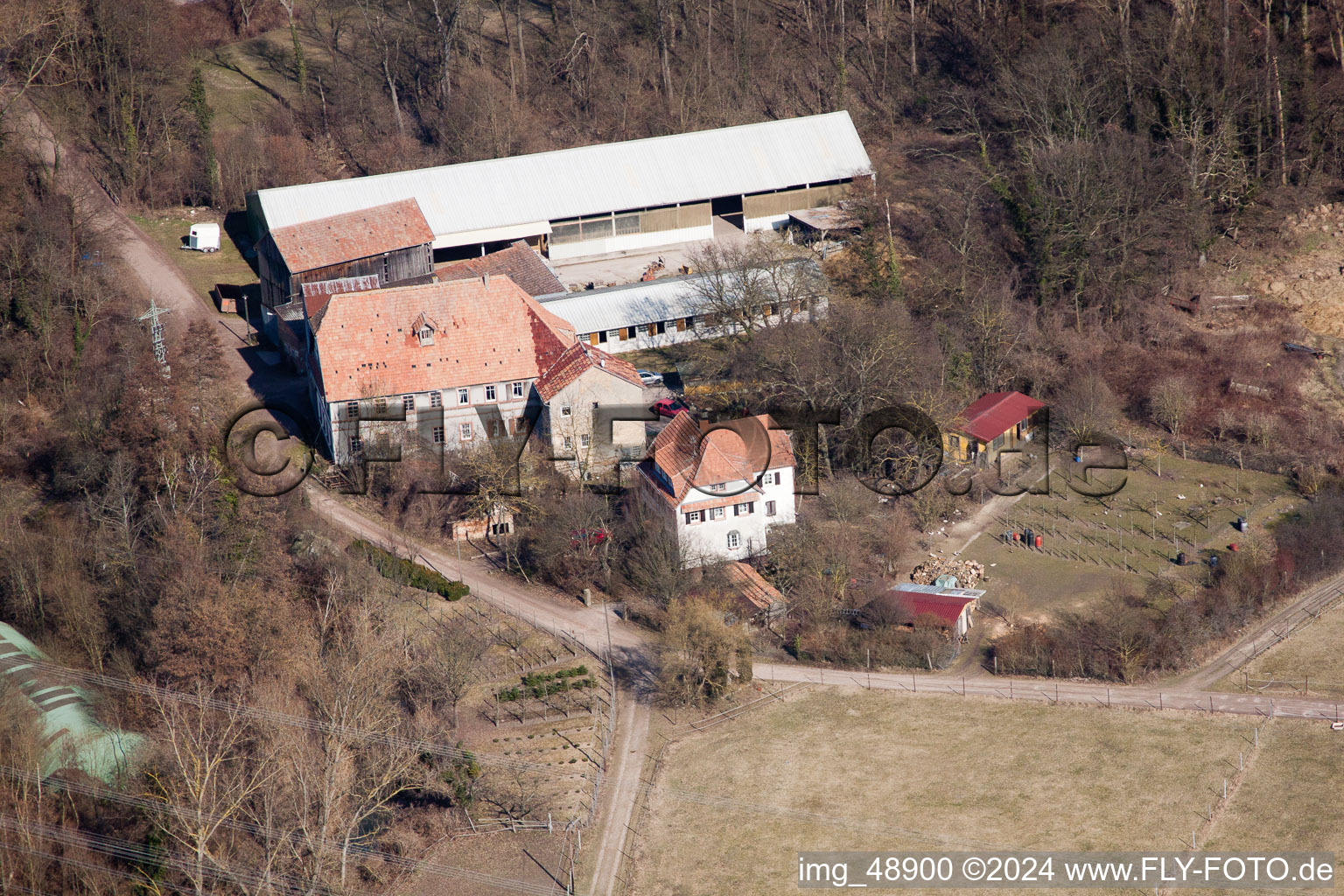 Moulin de Wanzheim à Rheinzabern dans le département Rhénanie-Palatinat, Allemagne depuis l'avion