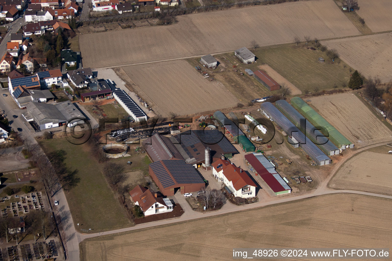 Vue oblique de Schmiedhof à Neupotz dans le département Rhénanie-Palatinat, Allemagne