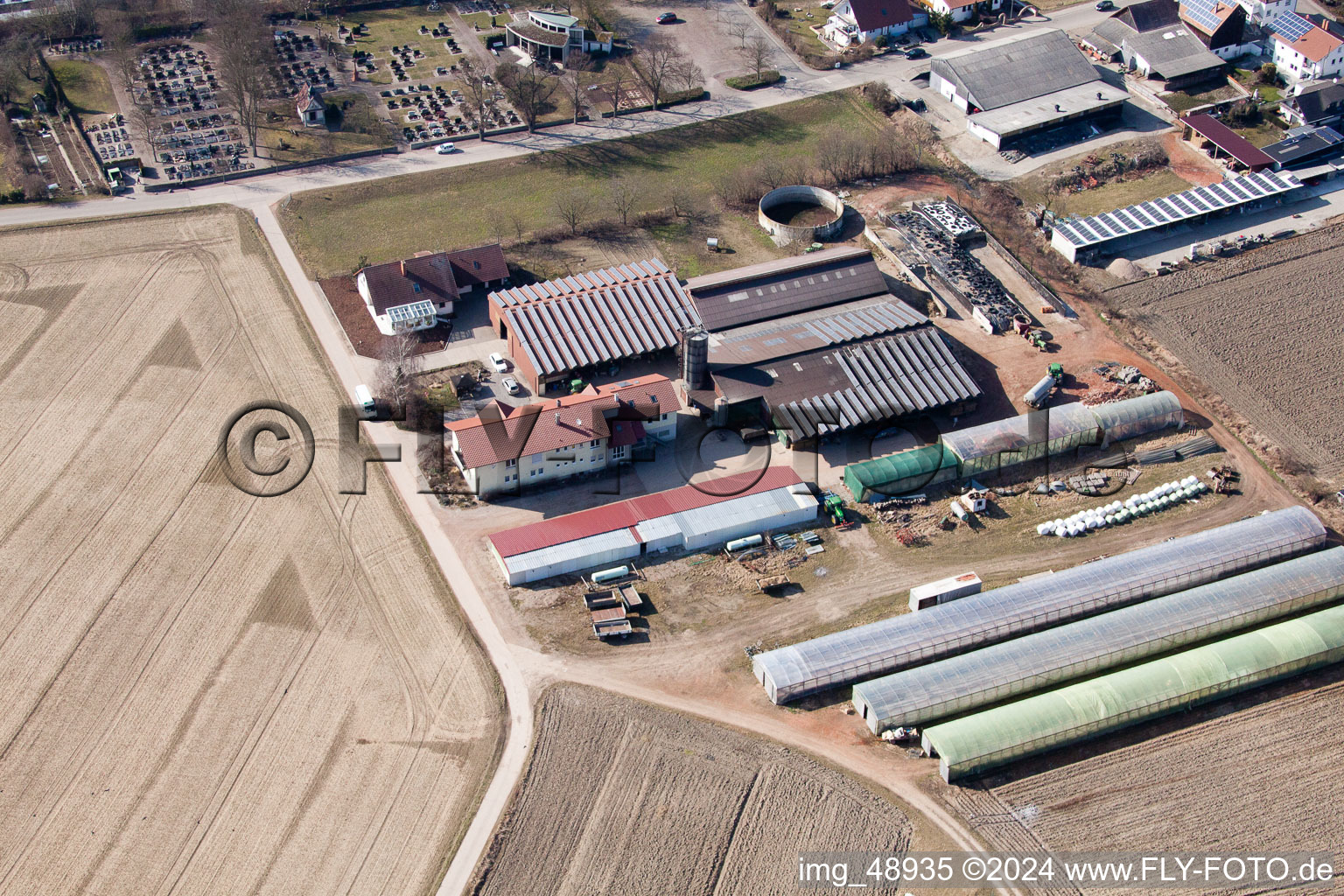 Schmiedhof à Neupotz dans le département Rhénanie-Palatinat, Allemagne vue du ciel