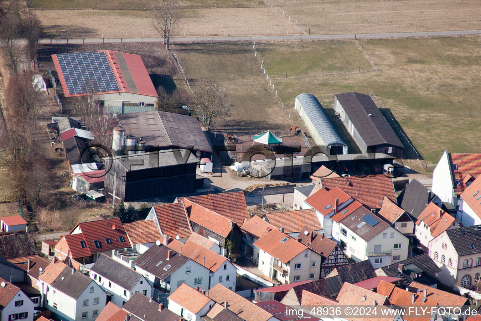 Enregistrement par drone de Neupotz dans le département Rhénanie-Palatinat, Allemagne