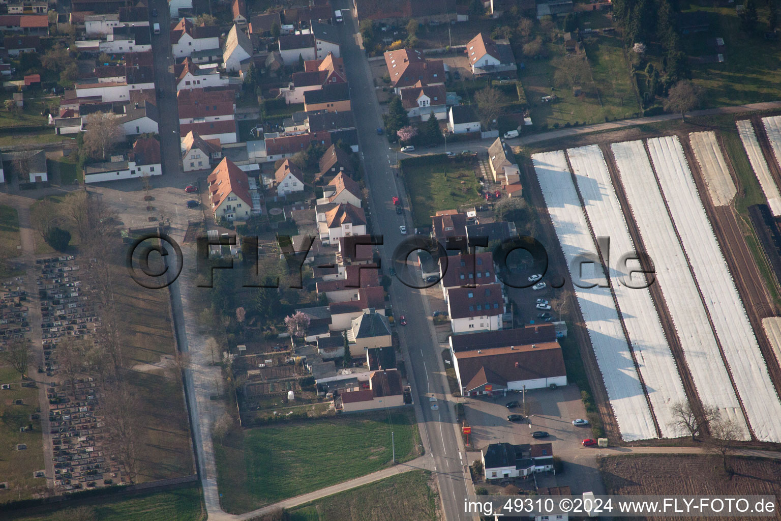 Lingenfeld dans le département Rhénanie-Palatinat, Allemagne du point de vue du drone