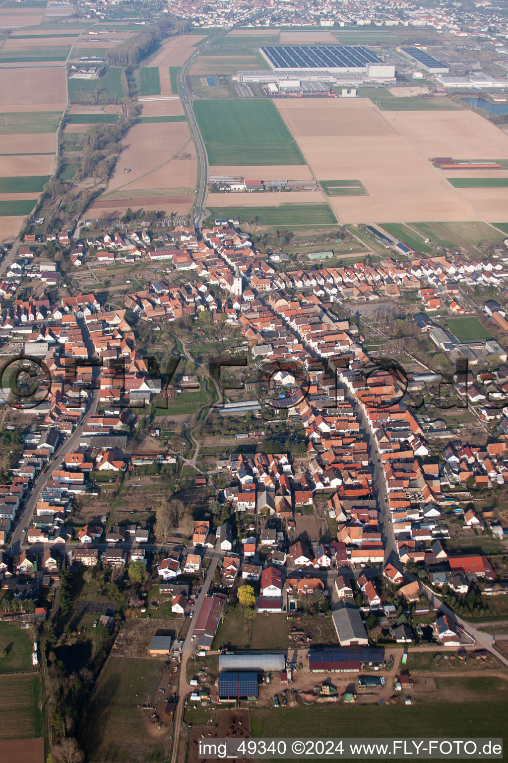 Photographie aérienne de Knittelsheim dans le département Rhénanie-Palatinat, Allemagne