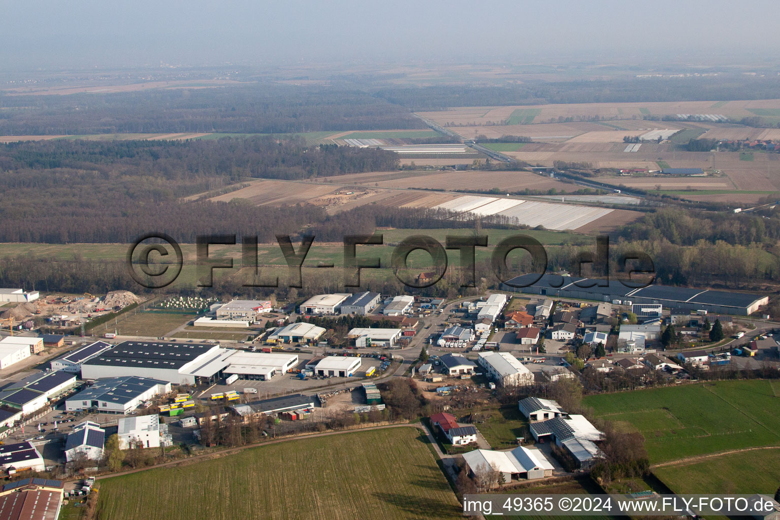 Zone industrielle de Horst à le quartier Minderslachen in Kandel dans le département Rhénanie-Palatinat, Allemagne vue d'en haut