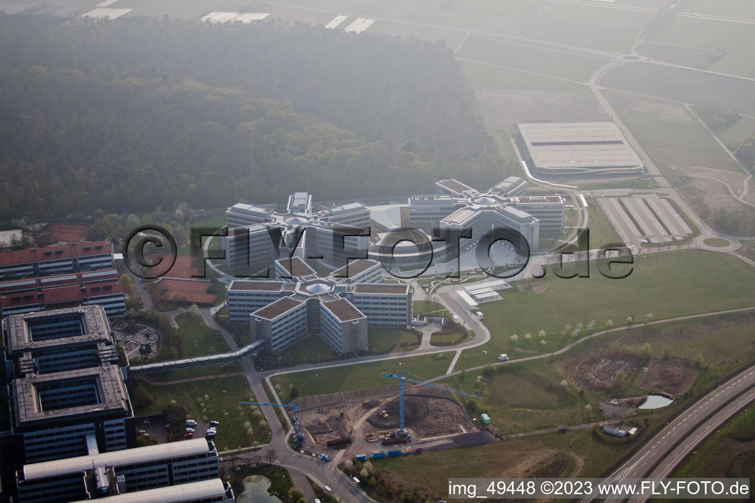 Photographie aérienne de Zone industrielle, SAP AG à Walldorf dans le département Bade-Wurtemberg, Allemagne
