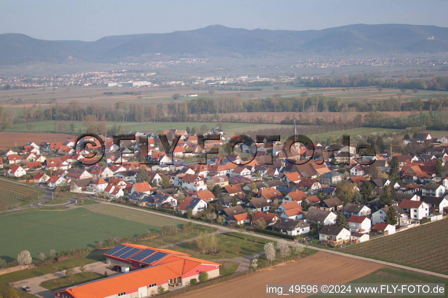 Vue oblique de Kleinfischlingen dans le département Rhénanie-Palatinat, Allemagne