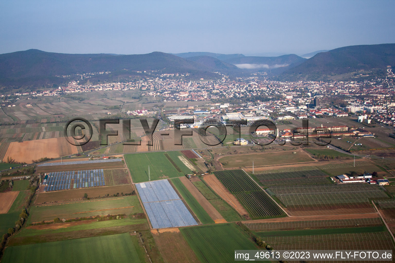 Vue d'oiseau de Neustadt an der Weinstraße dans le département Rhénanie-Palatinat, Allemagne