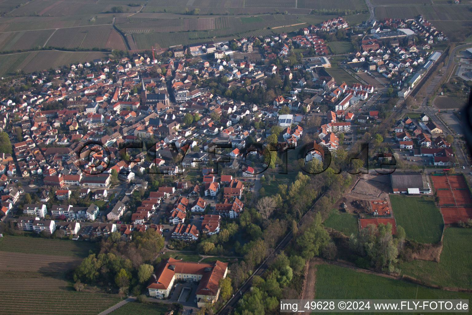 Deidesheim dans le département Rhénanie-Palatinat, Allemagne vu d'un drone