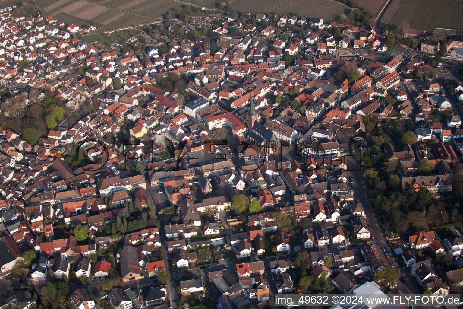 Vue oblique de Deidesheim dans le département Rhénanie-Palatinat, Allemagne