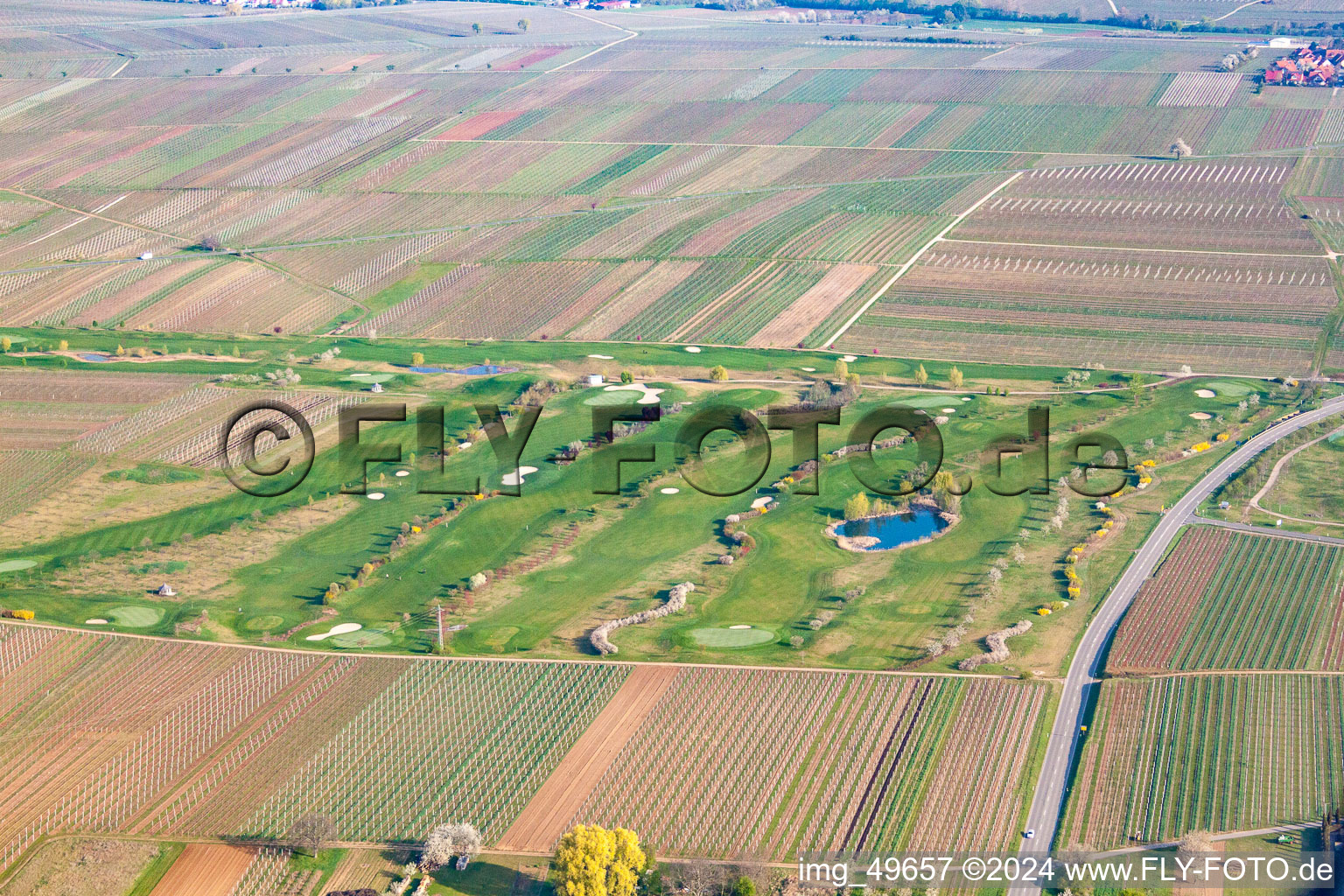 Club de golf de la Route des vins allemande à Dackenheim dans le département Rhénanie-Palatinat, Allemagne d'en haut