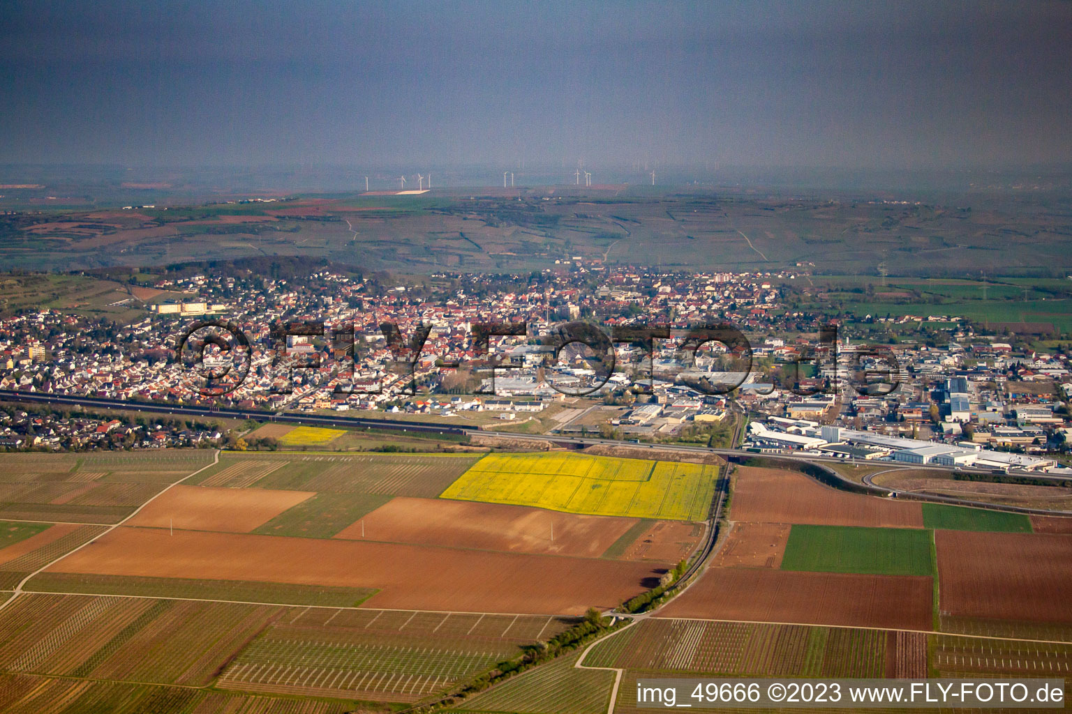Vue aérienne de Du sud à Grünstadt dans le département Rhénanie-Palatinat, Allemagne