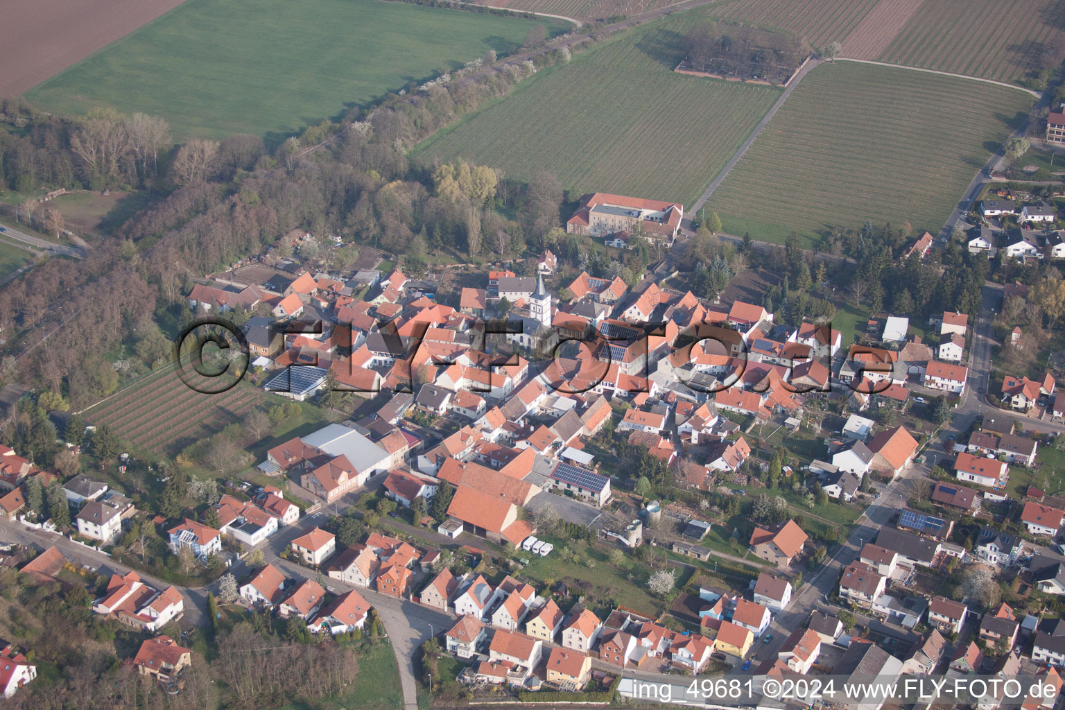 Vue aérienne de Albsheim an der Eis dans le département Rhénanie-Palatinat, Allemagne