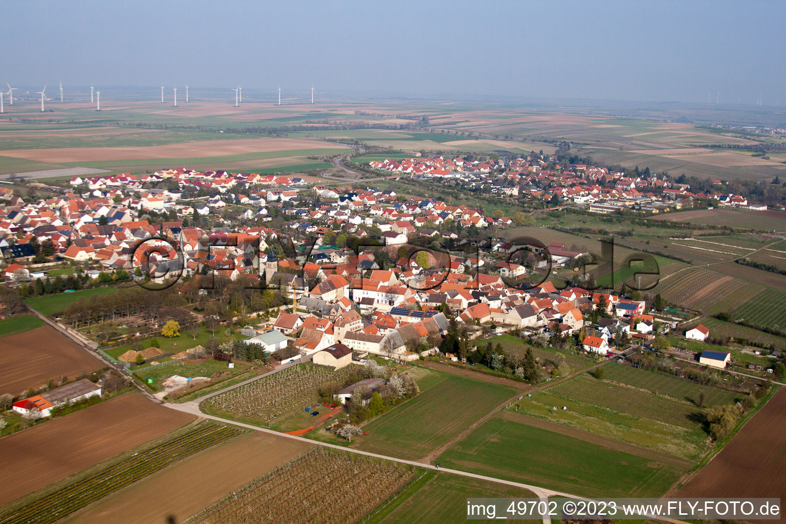 Enregistrement par drone de Ober-Flörsheim dans le département Rhénanie-Palatinat, Allemagne