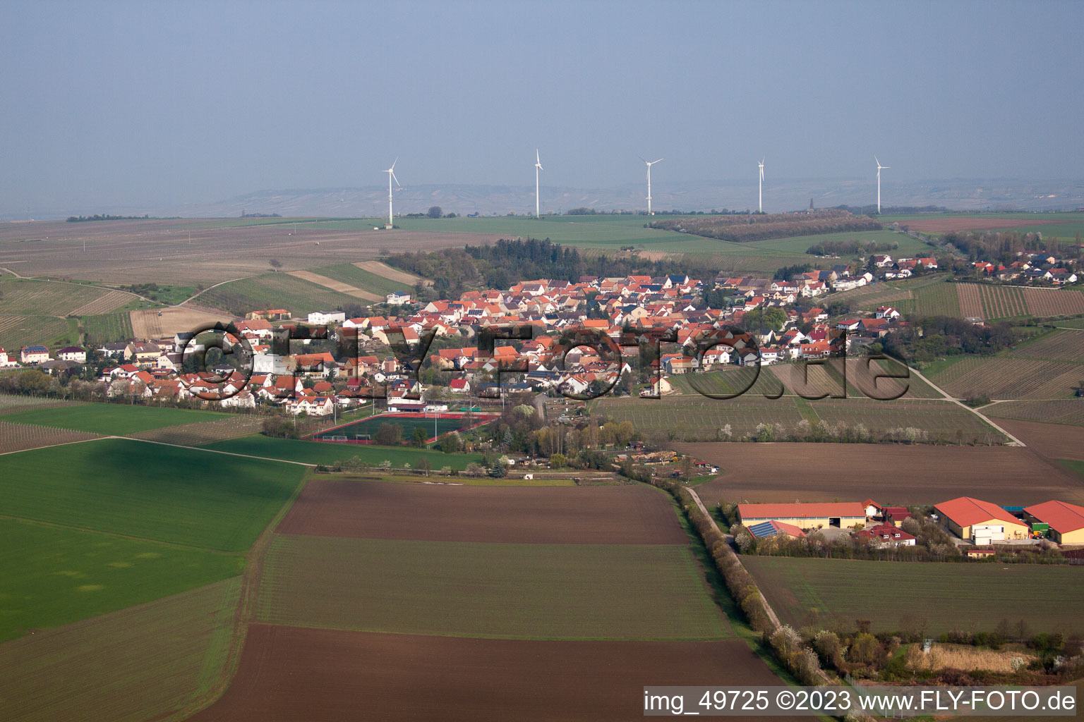 Vue aérienne de Biebelnheim dans le département Rhénanie-Palatinat, Allemagne