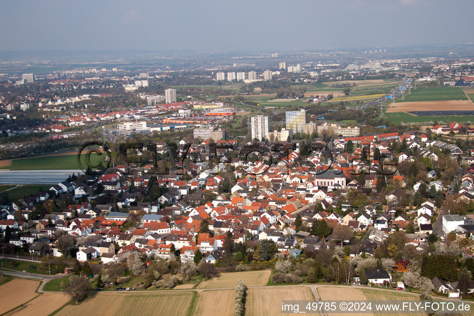 Quartier Marienborn in Mainz dans le département Rhénanie-Palatinat, Allemagne vue d'en haut