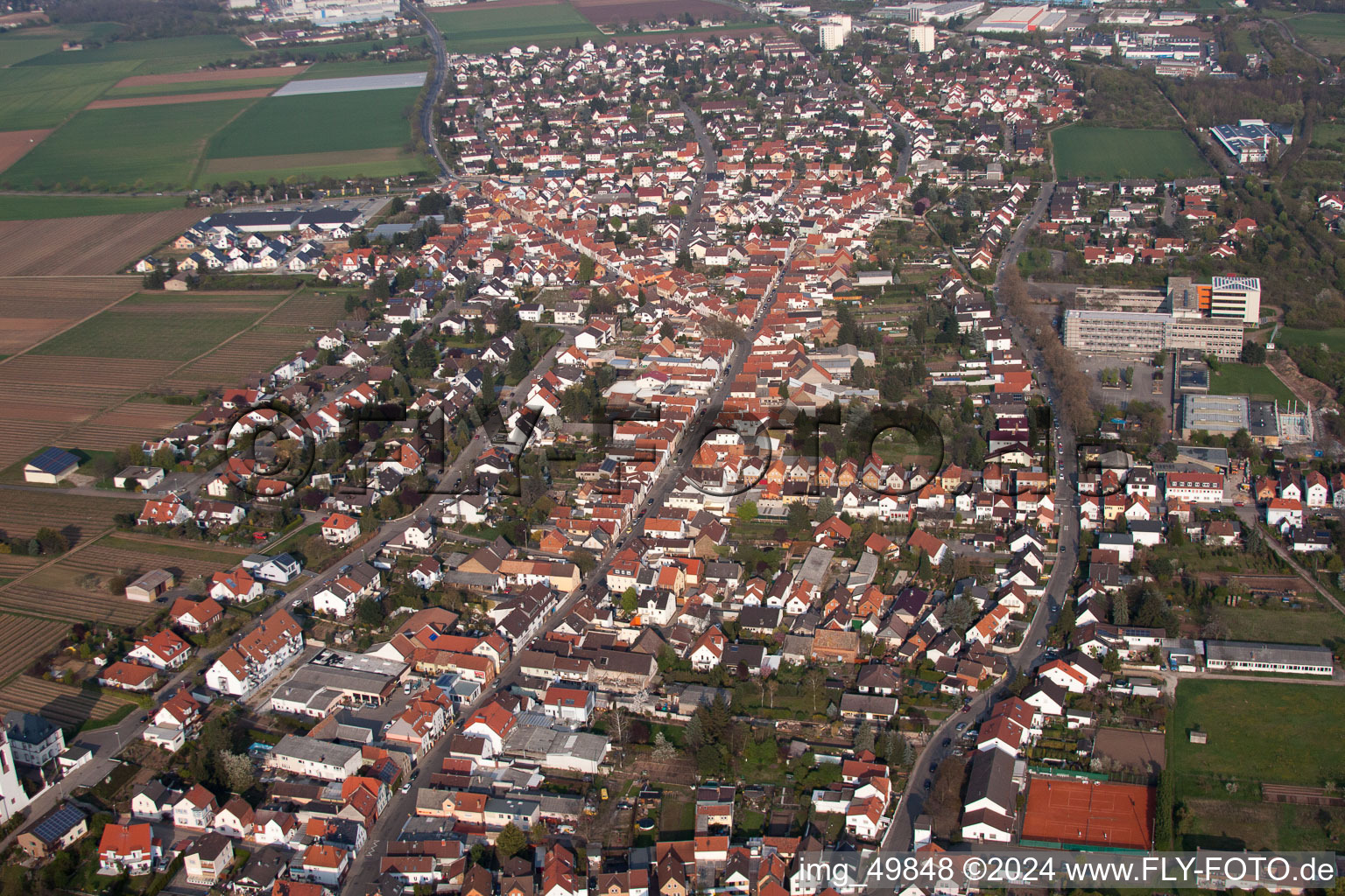 Vue oblique de Quartier Horchheim in Worms dans le département Rhénanie-Palatinat, Allemagne