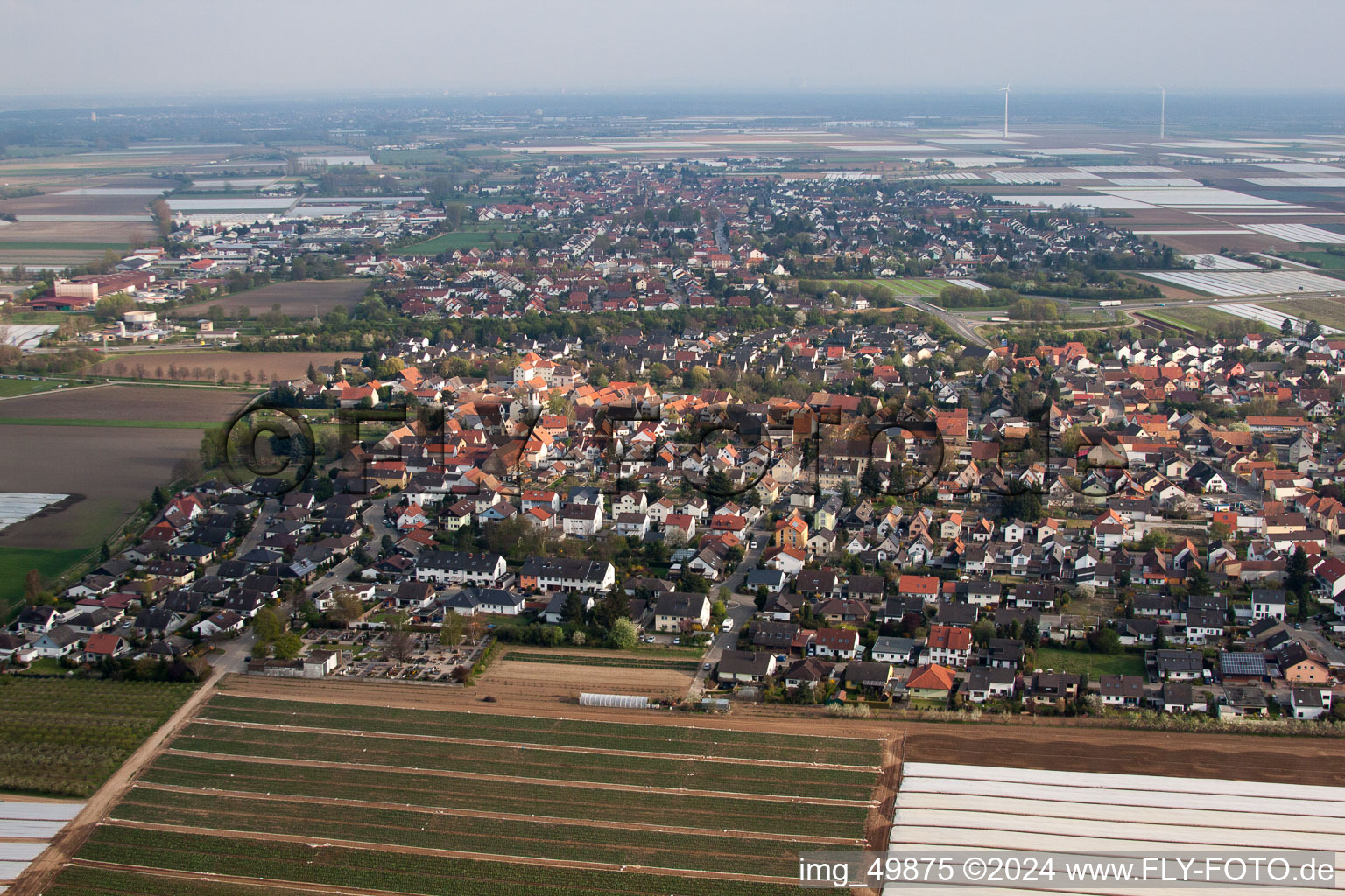 Quartier Schauernheim in Dannstadt-Schauernheim dans le département Rhénanie-Palatinat, Allemagne d'en haut