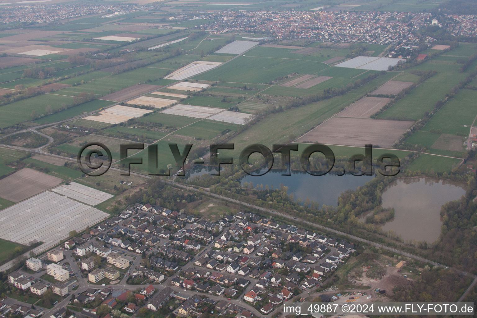 Vue oblique de Haßloch dans le département Rhénanie-Palatinat, Allemagne