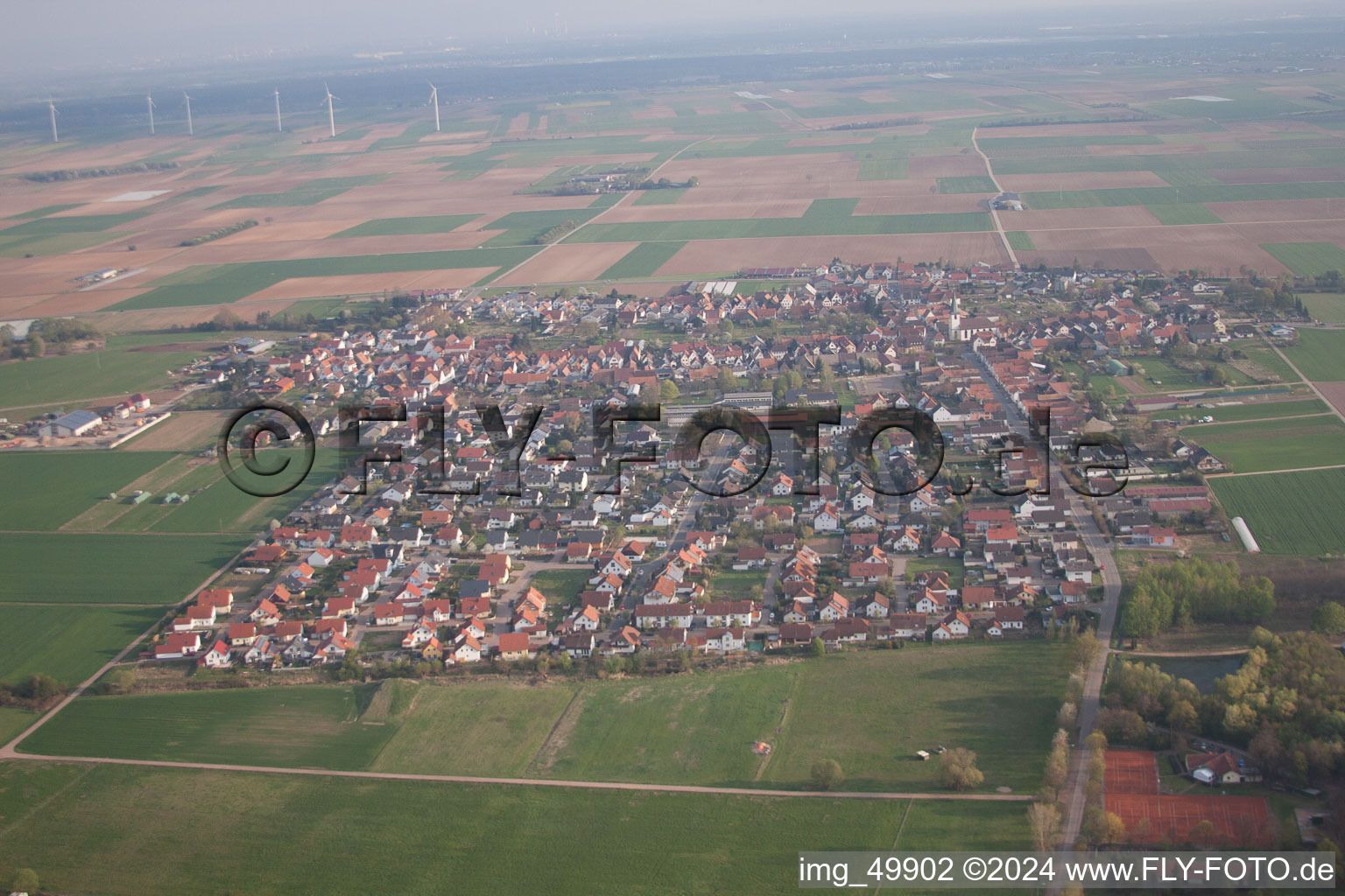 Quartier Ottersheim in Ottersheim bei Landau dans le département Rhénanie-Palatinat, Allemagne depuis l'avion