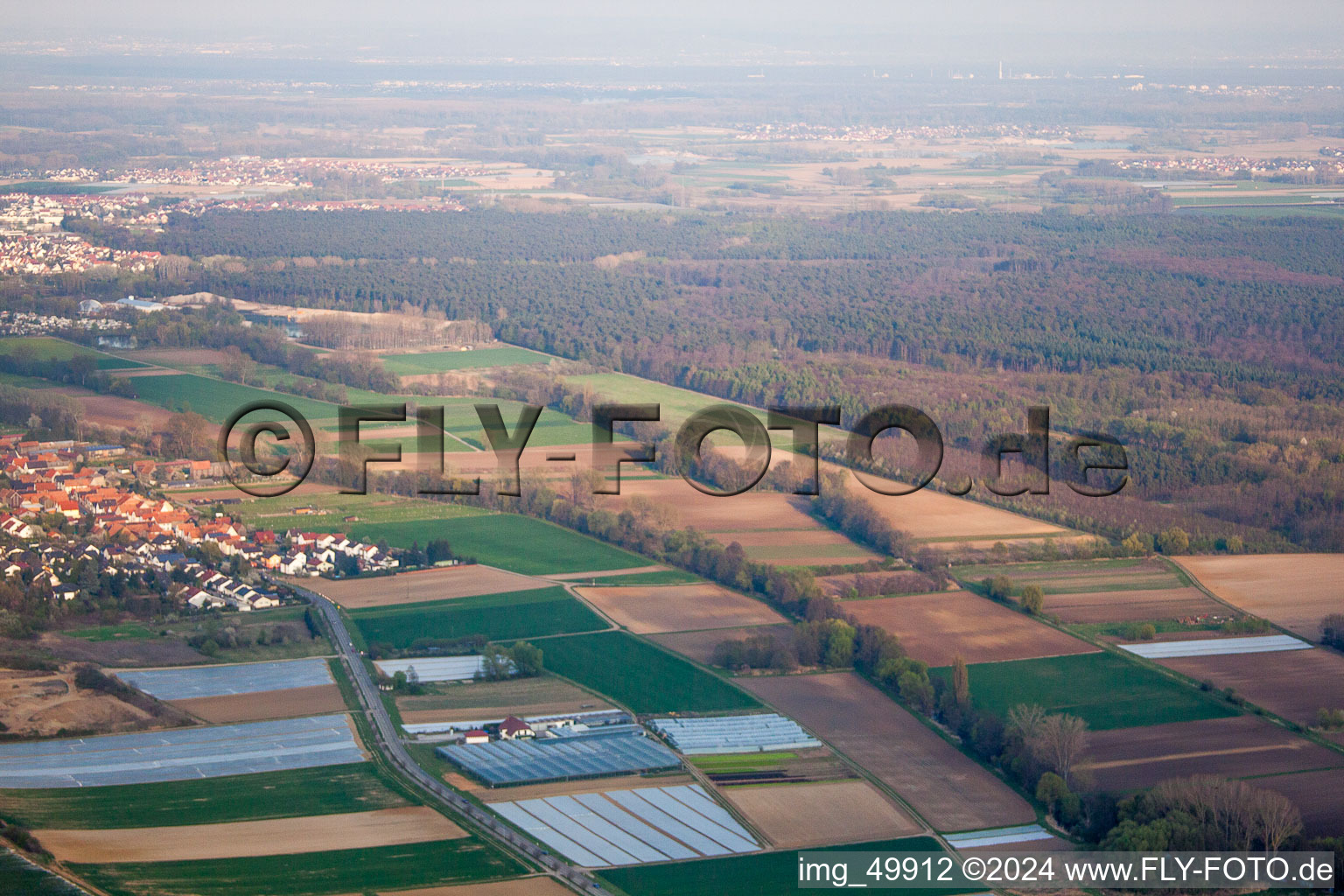 Rülzheim dans le département Rhénanie-Palatinat, Allemagne depuis l'avion