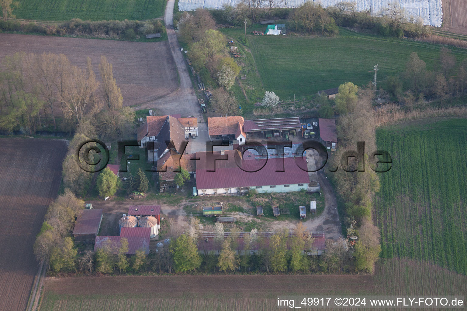 Vue aérienne de Leistenmühle du nord à Erlenbach bei Kandel dans le département Rhénanie-Palatinat, Allemagne