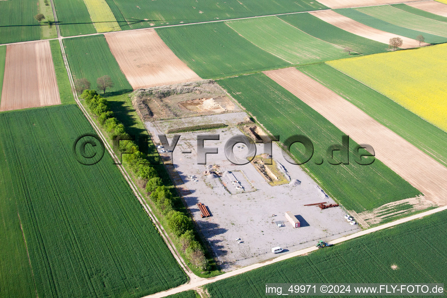 Vue aérienne de Chantier géothermique à Herxheimweyher dans le département Rhénanie-Palatinat, Allemagne