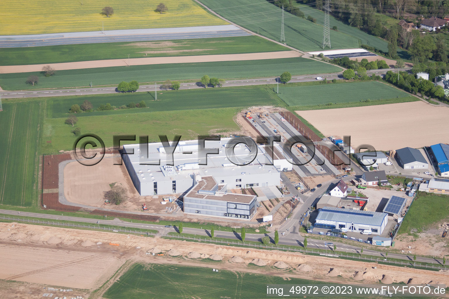 Vue aérienne de Nouveau bâtiment DBK à Rülzheim dans le département Rhénanie-Palatinat, Allemagne