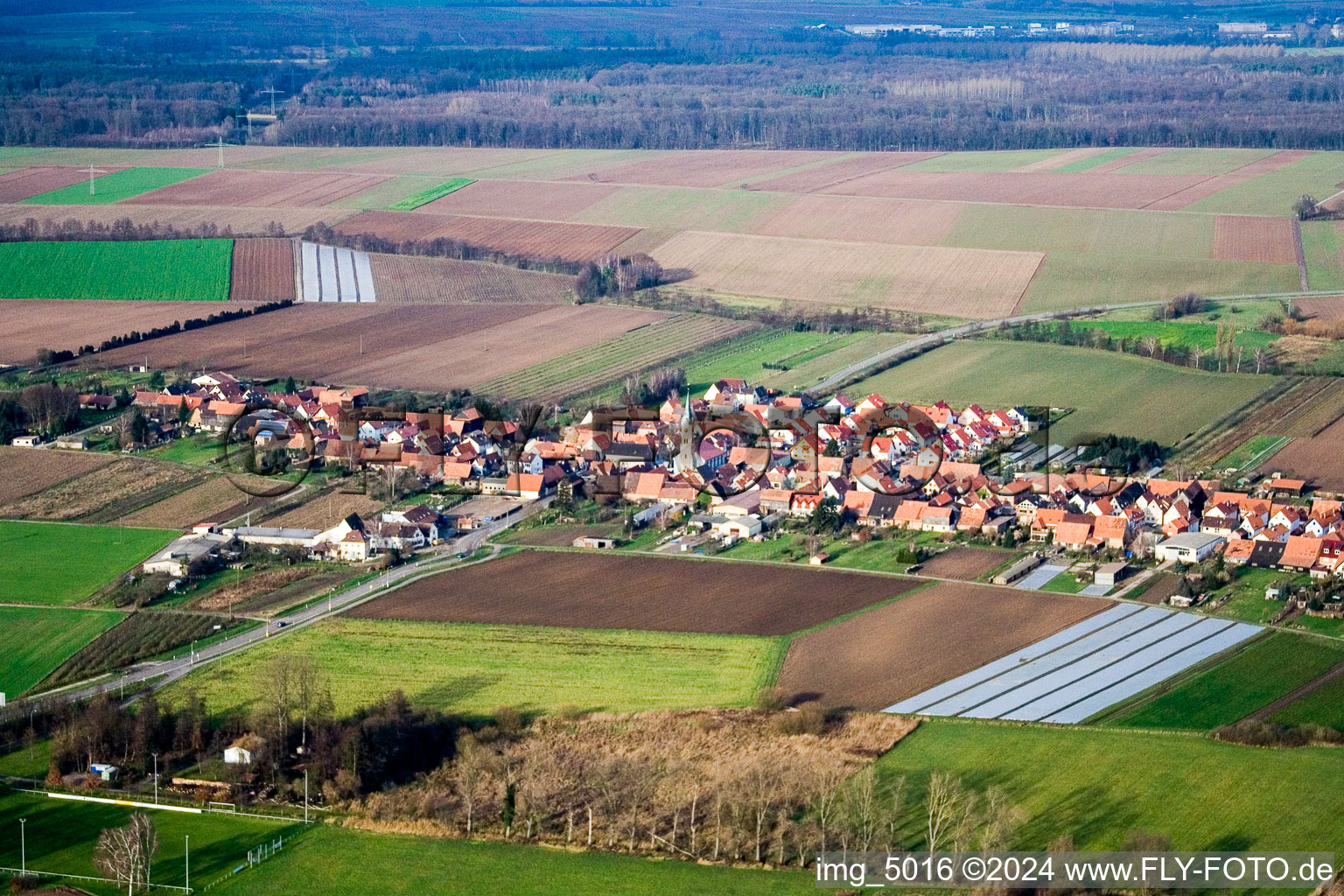 Erlenbach bei Kandel dans le département Rhénanie-Palatinat, Allemagne depuis l'avion