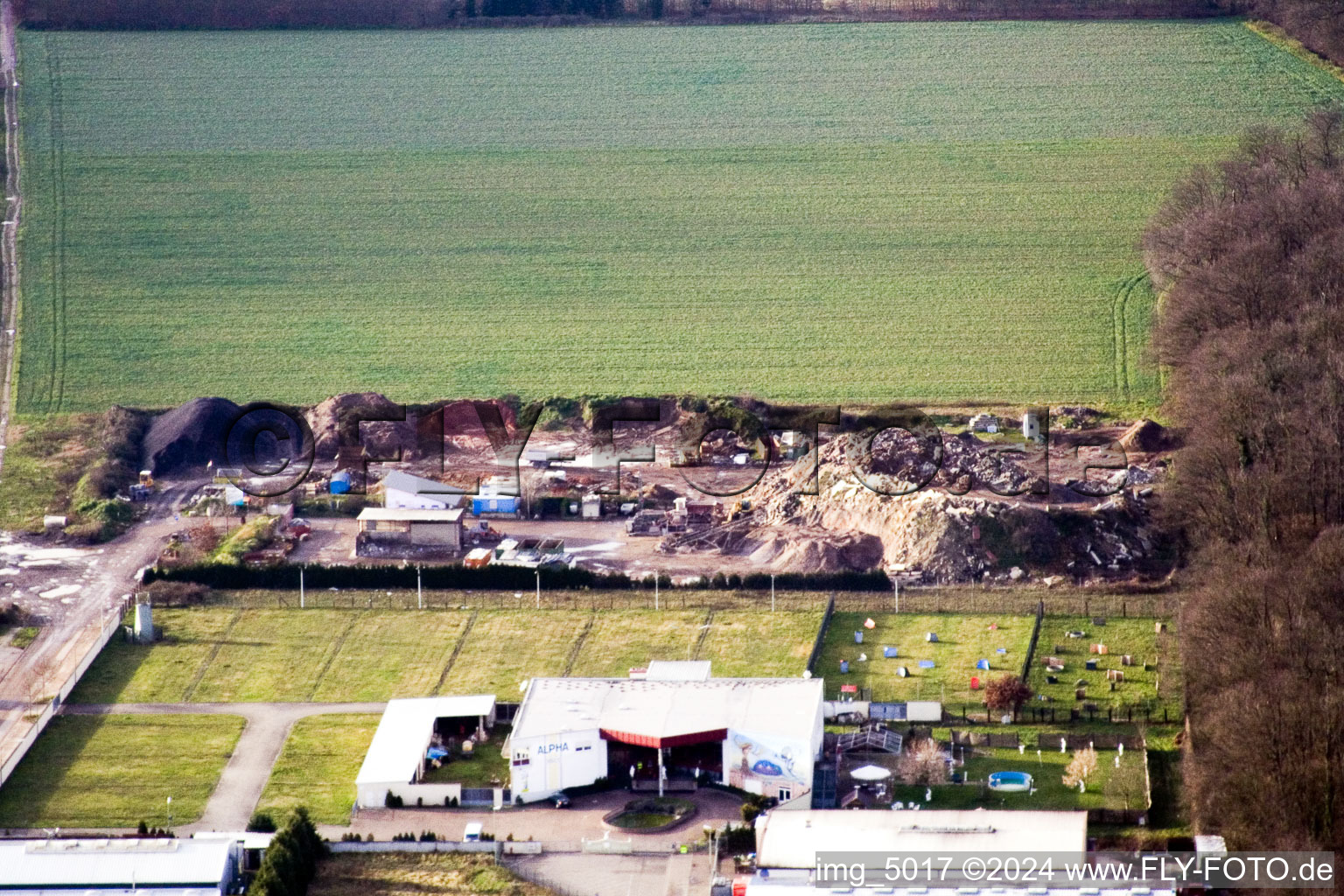 Vue aérienne de Surface commerciale à Horst, Gaudier Recyclage à le quartier Minderslachen in Kandel dans le département Rhénanie-Palatinat, Allemagne