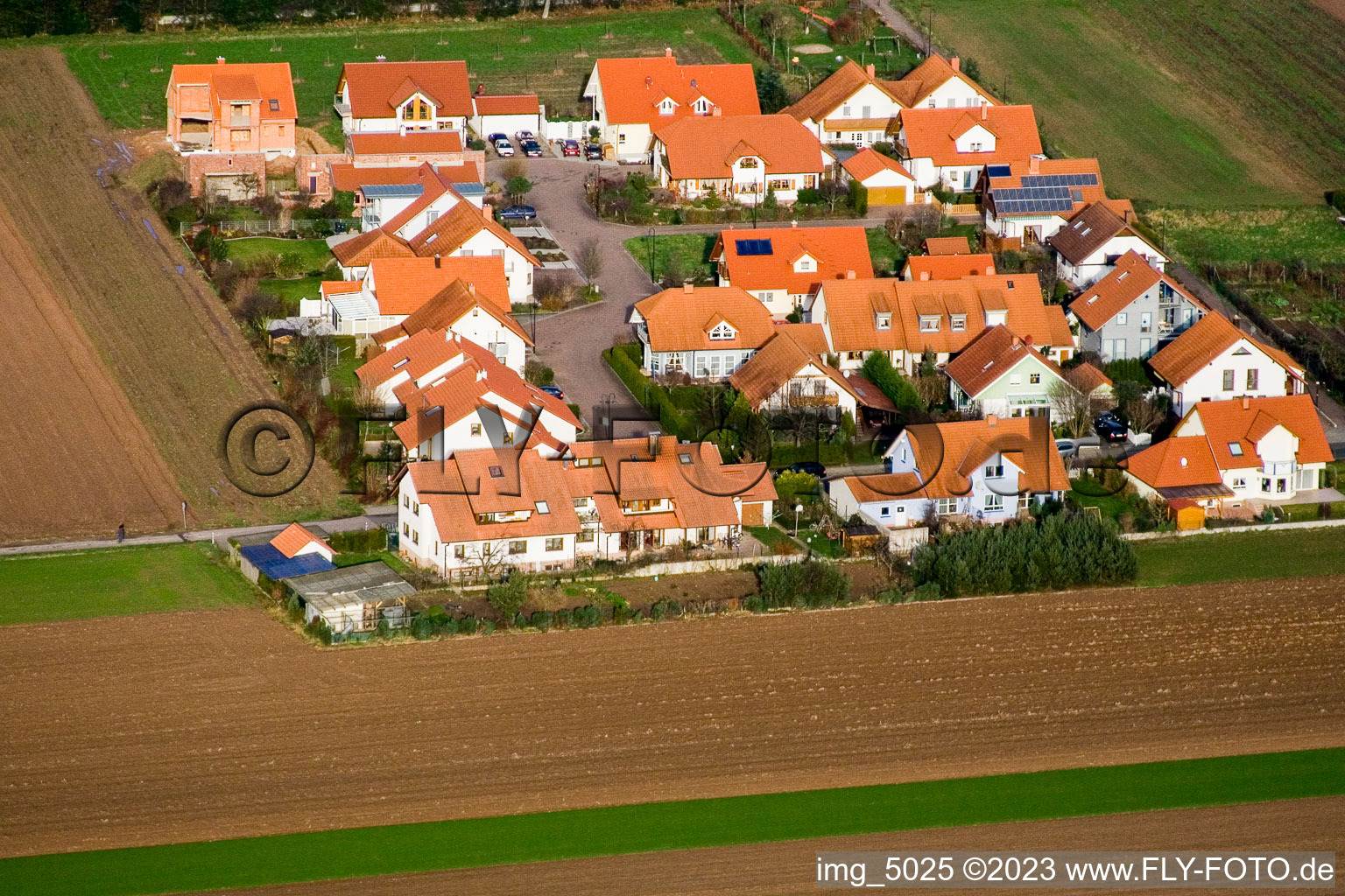 Photographie aérienne de Nouvelle zone de développement à Geiersching à le quartier Hayna in Herxheim bei Landau dans le département Rhénanie-Palatinat, Allemagne