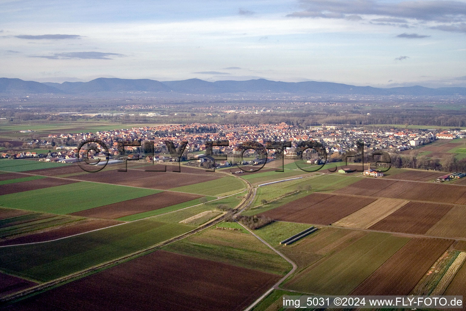 Vue aérienne de Du sud à le quartier Offenbach in Offenbach an der Queich dans le département Rhénanie-Palatinat, Allemagne