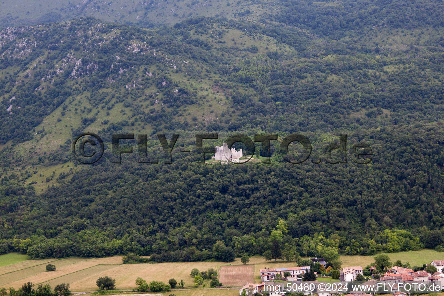 Vue oblique de Toppo dans le département Frioul-Vénétie Julienne, Italie