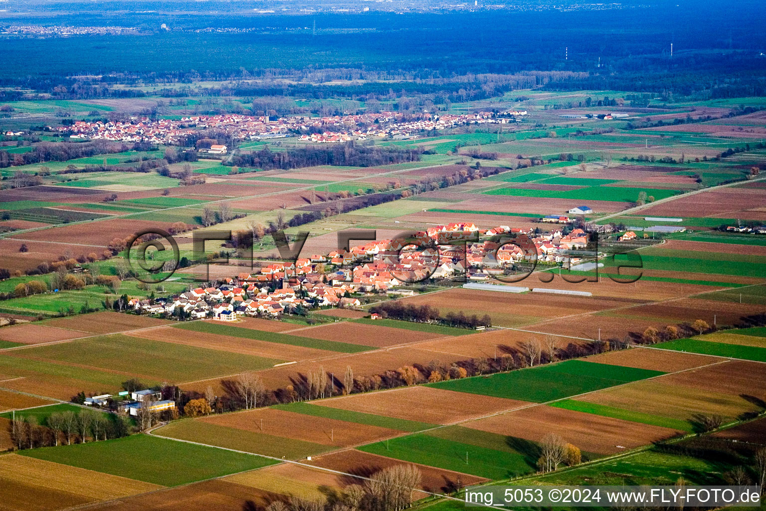Vue aérienne de Vue du village (Palatinat) à Hochstadt dans le département Rhénanie-Palatinat, Allemagne