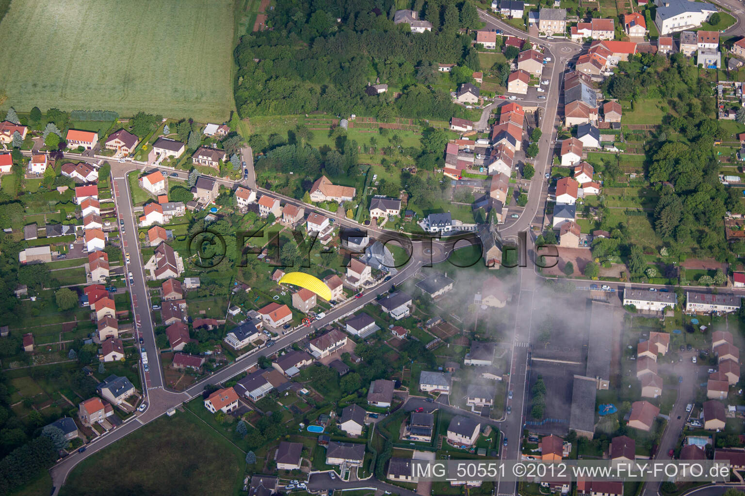 Vue aérienne de Tressange dans le département Moselle, France