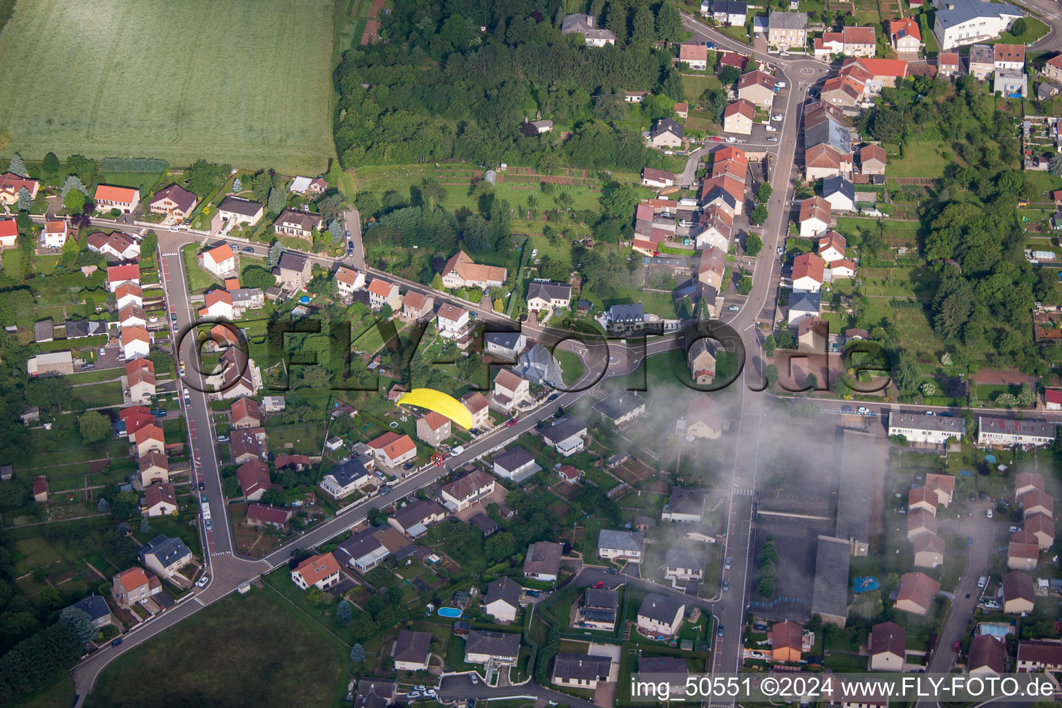 Vue aérienne de Tressange dans le département Moselle, France