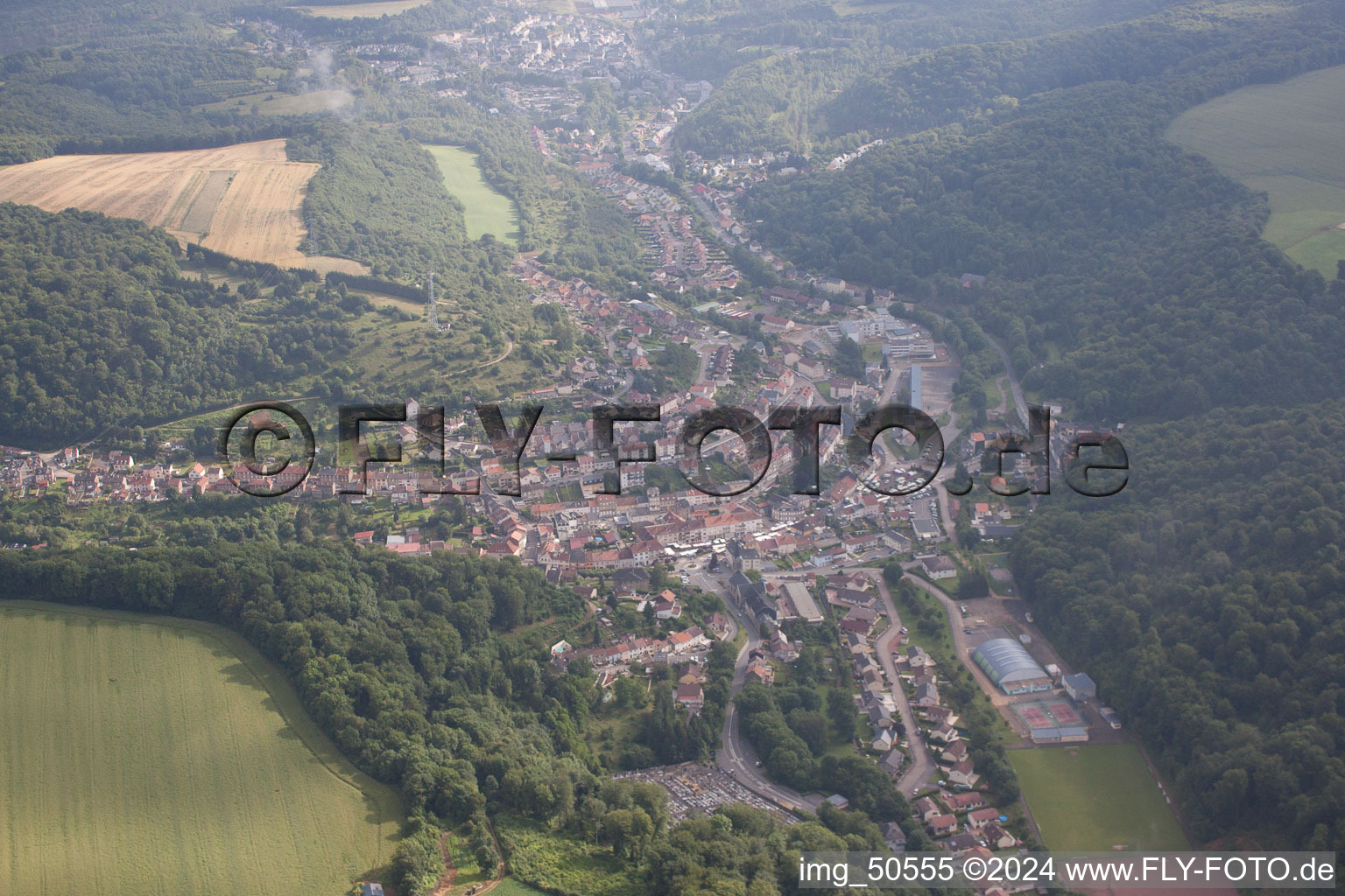 Vue oblique de Ottange dans le département Moselle, France