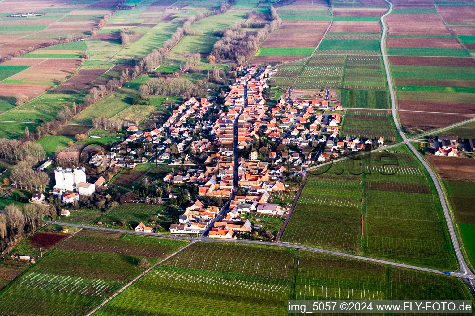 Vue oblique de Freimersheim dans le département Rhénanie-Palatinat, Allemagne