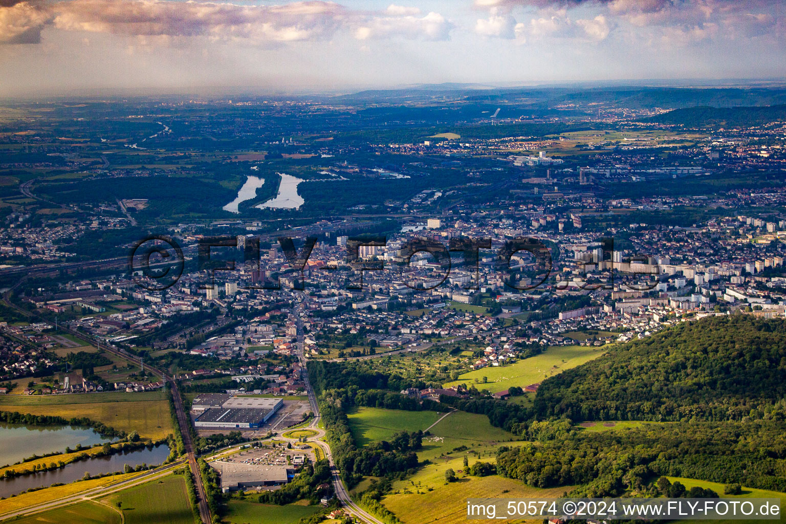 Vue oblique de Yutz dans le département Moselle, France