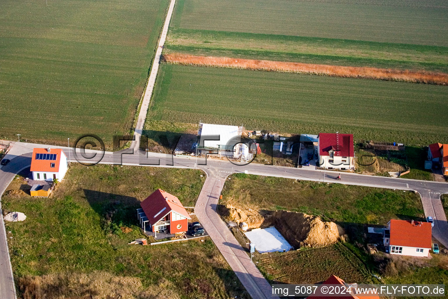 Vue aérienne de Nouvelle zone de développement NE à le quartier Schaidt in Wörth am Rhein dans le département Rhénanie-Palatinat, Allemagne