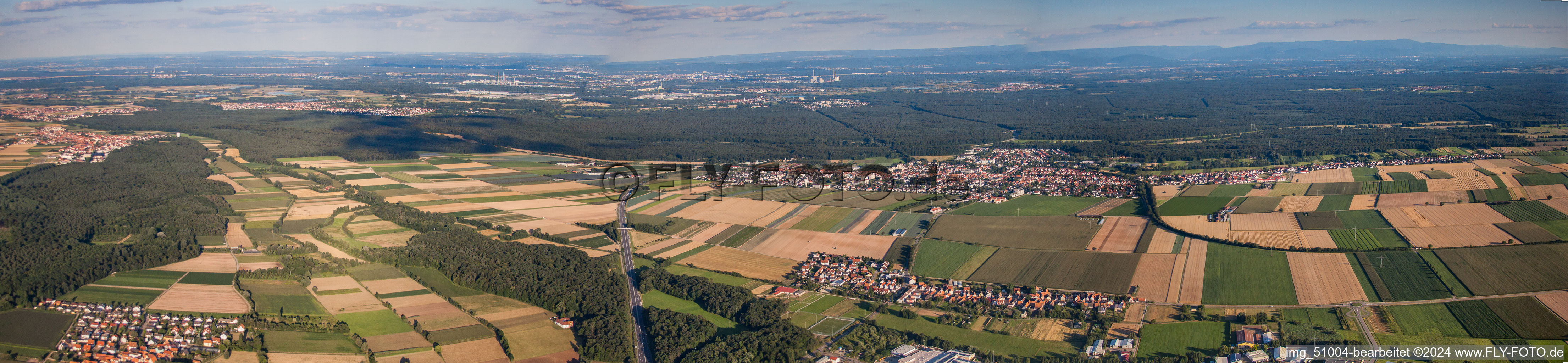 Vue oblique de Panorama à Kandel dans le département Rhénanie-Palatinat, Allemagne