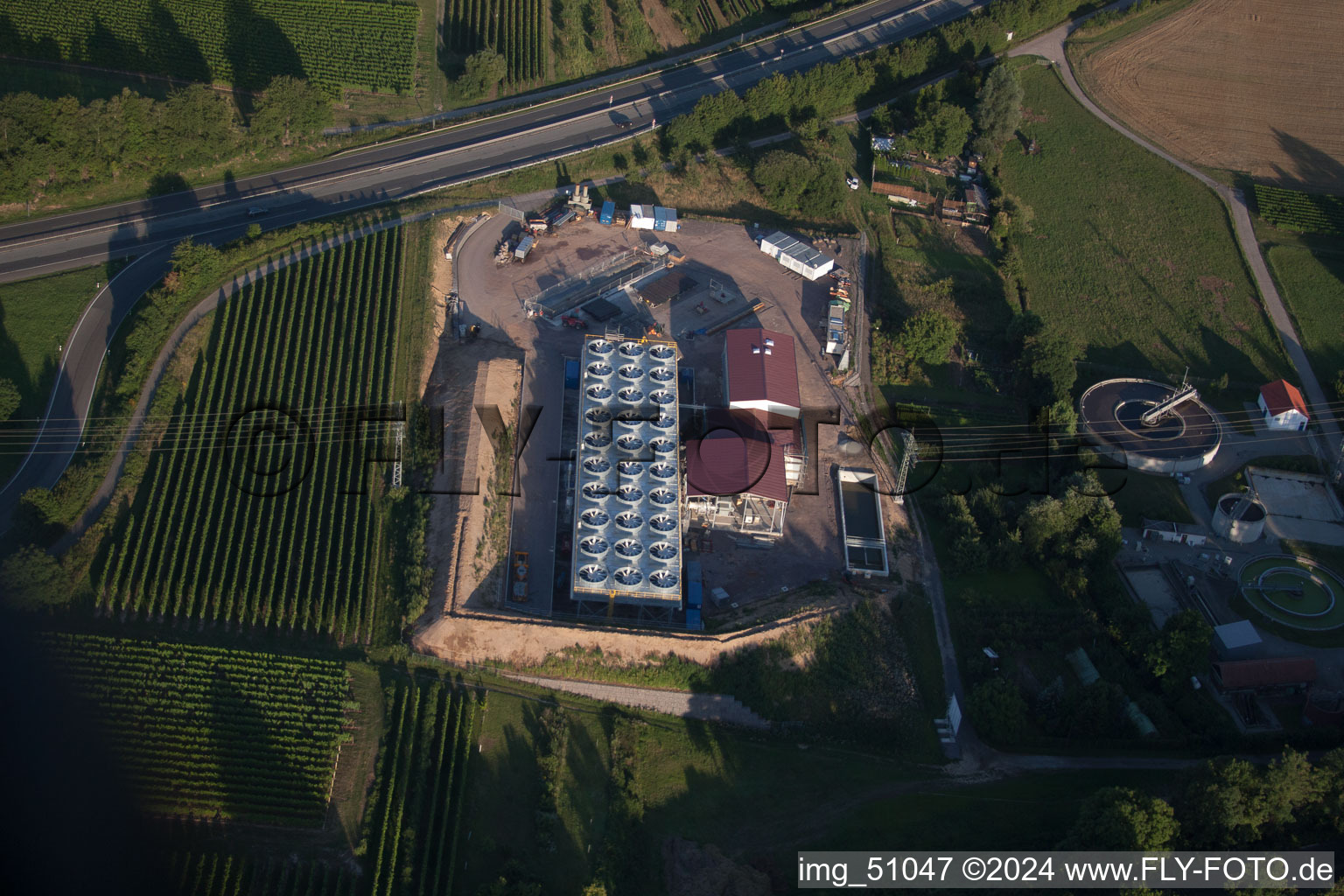 Vue oblique de Centrale géothermique de Pfalzwerke geofuture GmbH à Insheim sur l'A65 à Insheim dans le département Rhénanie-Palatinat, Allemagne